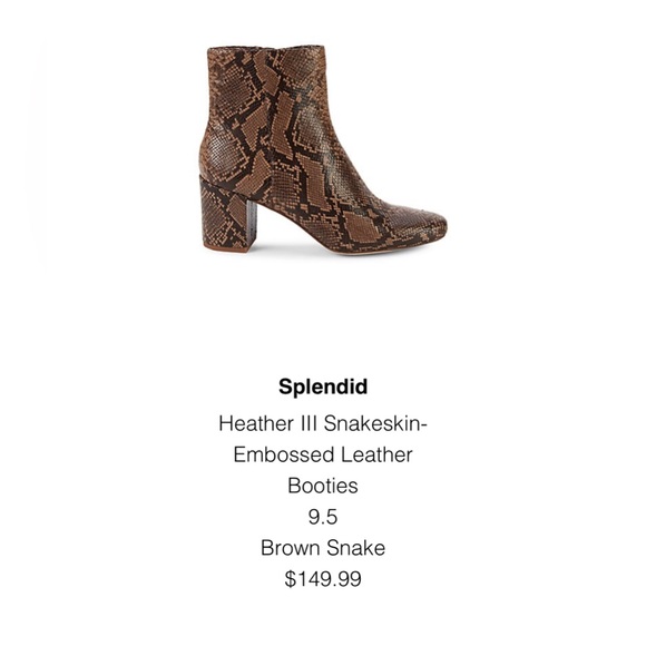 NEW Splendid Heather III Snakeskin-Embossed Leather Booties - Picture 5 of 5
